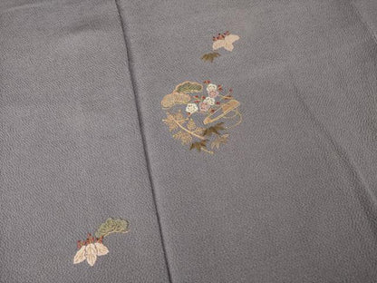 平和屋着物●訪問着　総刺繍　吉祥文　金糸　鬼しぼ縮緬　正絹　逸品　AABL5635ck