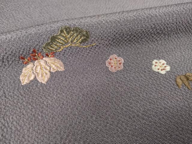 平和屋着物●訪問着　総刺繍　吉祥文　金糸　鬼しぼ縮緬　正絹　逸品　AABL5635ck
