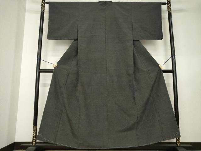 平和屋着物●本塩沢　蚊絣　黒地　正絹　逸品　未使用　AABL5636ck