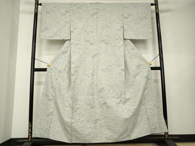 平和屋着物●結城紬　80亀甲　風景花籬文　正絹　逸品　AABL5637ck