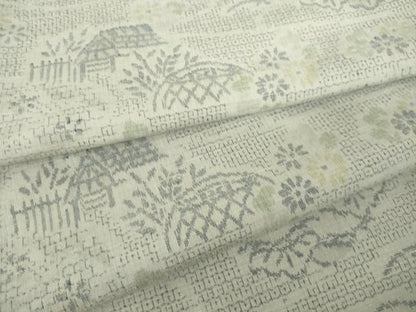 平和屋着物●結城紬　80亀甲　風景花籬文　正絹　逸品　AABL5637ck