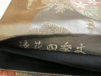 平和屋着物◎六通柄袋帯　唐織　清花四季文　金銀糸　正絹　逸品　AABL5642yx