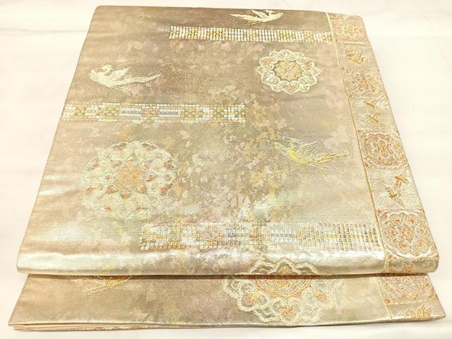 平和屋着物◎六通柄袋帯　中倉長斑華文　金銀糸　引箔　正絹　逸品　AABL5643yx