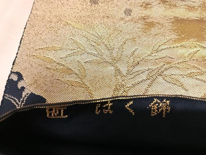平和屋着物◎六通柄袋帯　更紗花唐草文　はく錦　金銀糸　正絹　逸品　AABL5646yx
