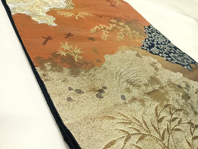平和屋着物◎六通柄袋帯　更紗花唐草文　はく錦　金銀糸　正絹　逸品　AABL5646yx