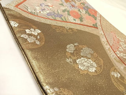 平和屋着物◎六通柄袋帯　唐織　花丸文　金銀糸　正絹　逸品　AABL5653yx