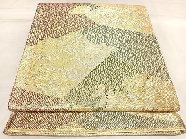 平和屋着物◎佐賀錦　六通柄　京袋帯　草花文　金糸　正絹　逸品　AABL5657yx