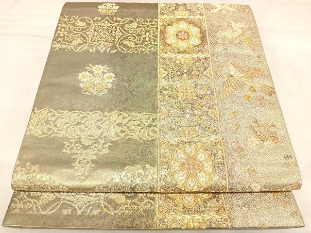 平和屋着物◎六通柄袋帯　北倉古裂文　金糸　引箔　正絹　逸品　AABL5658yx