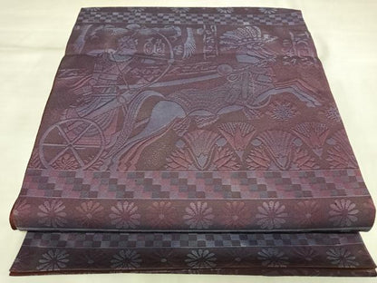 平和屋着物◎六通柄袋帯　狩猟文　正絹　逸品　AABL5659yx
