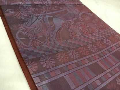 平和屋着物◎六通柄袋帯　狩猟文　正絹　逸品　AABL5659yx