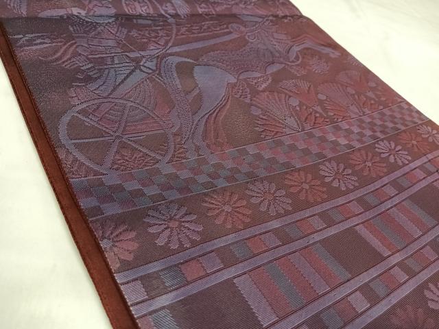 平和屋着物◎六通柄袋帯　狩猟文　正絹　逸品　AABL5659yx