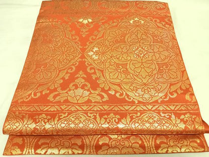 平和屋着物◎六通柄　本袋帯　正倉院花文　金糸　正絹　逸品　AABL5663yx