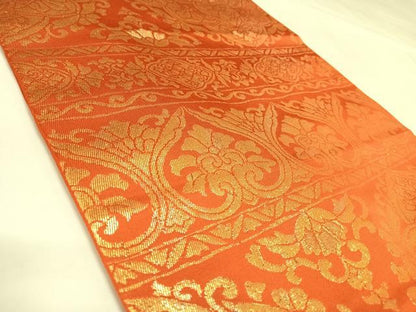 平和屋着物◎六通柄　本袋帯　正倉院花文　金糸　正絹　逸品　AABL5663yx