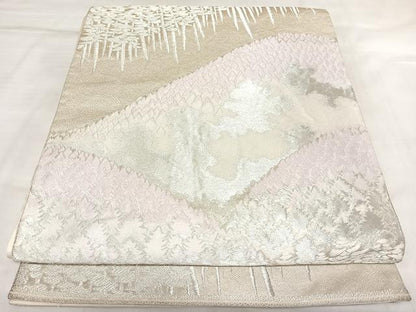 平和屋着物◎西陣　服部織物謹製　六通柄袋帯　唐織　松風　銀糸　正絹　逸品　AABL5664yx