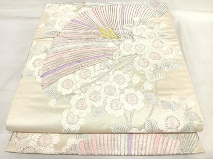 平和屋着物◎六通柄袋帯　唐織　松　金銀糸　正絹　逸品　AABL5665yx