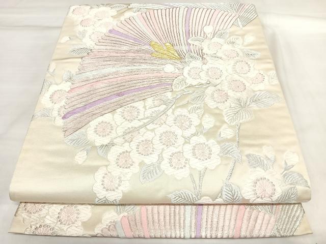 平和屋着物◎六通柄袋帯　唐織　松　金銀糸　正絹　逸品　AABL5665yx
