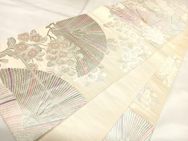 平和屋着物◎六通柄袋帯　唐織　松　金銀糸　正絹　逸品　AABL5665yx