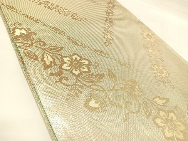 平和屋着物◎両面　六通柄袋帯　唐織　梅松文　金銀糸　正絹　逸品　AABL5666yx
