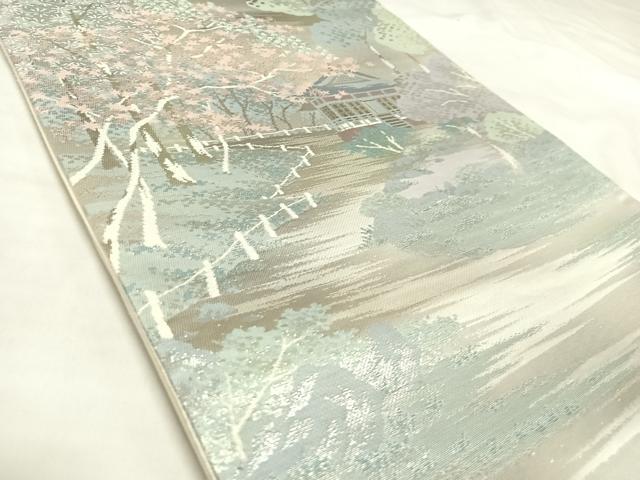 平和屋着物◎六通柄袋帯　唐織　大原三千院　プラチナ二重箔　正絹　逸品　AABL5668yx
