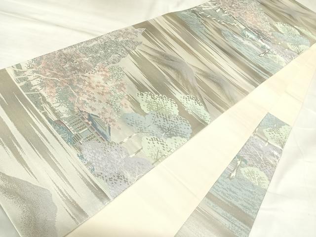 平和屋着物◎六通柄袋帯　唐織　大原三千院　プラチナ二重箔　正絹　逸品　AABL5668yx