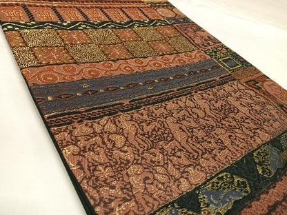 平和屋着物◎九寸開き名古屋帯　唐織　吉祥文　金糸　正絹　逸品　AABL5672yx