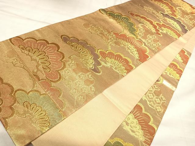 平和屋着物◎六通柄袋帯　枝松文　金糸　正絹　逸品　AABL5673yx