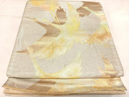 平和屋着物◎六通柄袋帯　飛鶴文　金銀糸　正絹　逸品　AABL5679yx