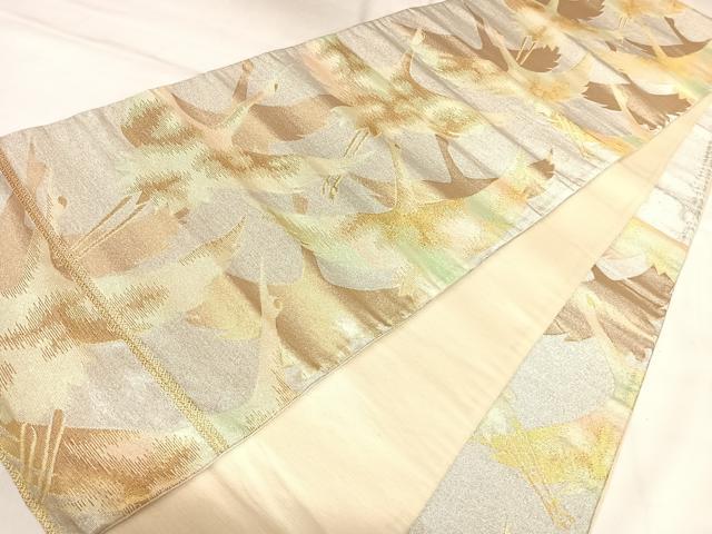 平和屋着物◎六通柄袋帯　飛鶴文　金銀糸　正絹　逸品　AABL5679yx