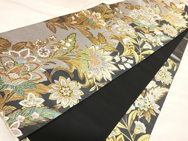 平和屋着物◎六通柄袋帯　唐織　更紗花文　金銀糸　正絹　逸品　AABL5680yx