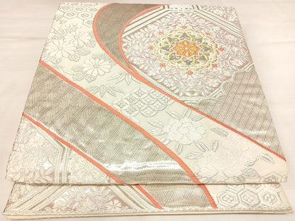 平和屋着物◎六通柄袋帯　唐織　正倉院花文　金銀糸　正絹　逸品　AABL5688yx