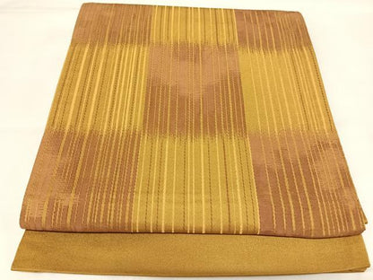 平和屋着物◎六通柄　京袋帯　市松　正絹　逸品　AABL5691yx