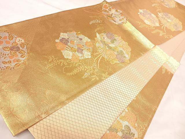 平和屋着物◎佐賀錦　六通柄袋帯　鳳凰花丸文　金銀糸　正絹　逸品　AABL5695yx
