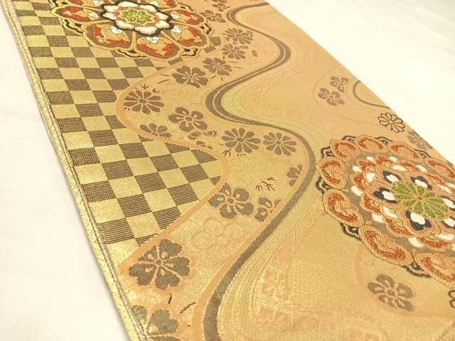 平和屋着物◎佐賀錦　六通柄袋帯　唐織　正倉院花文　金糸　正絹　逸品　AABL5698yx