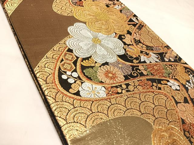 平和屋着物◎六通柄袋帯　唐織　松竹梅　金銀糸　正絹　逸品　AABL5702yx