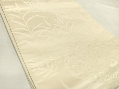 平和屋着物◎両面六通柄袋帯　道長花文　銀糸　正絹　逸品　AABL5705yx