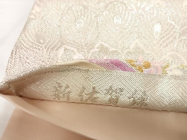 平和屋着物◎新佐賀錦　六通柄袋帯　唐織　孔雀羽花文　金銀糸　正絹　逸品　AABL5714yx