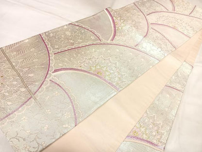 平和屋着物◎新佐賀錦　六通柄袋帯　唐織　孔雀羽花文　金銀糸　正絹　逸品　AABL5714yx