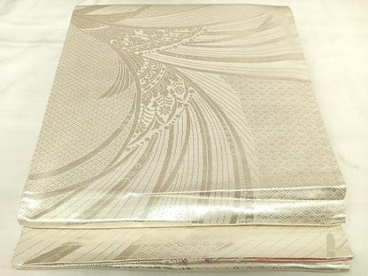 平和屋着物◎両面六通柄袋帯　唐織　舞蝶文　銀糸　正絹　逸品　AABL5722yx