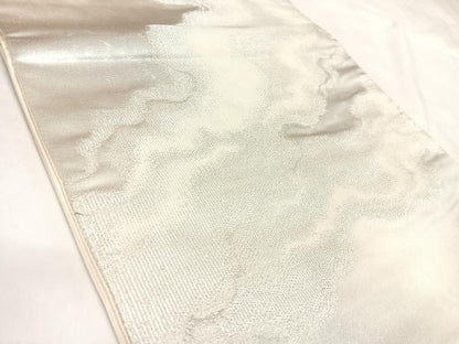 平和屋着物◎六通柄袋帯　霞雲文　銀糸　引箔　正絹　逸品　AABL5735yx