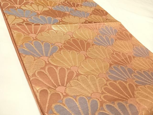 平和屋着物◎西陣古代錦　六通柄袋帯　菊青海波　金糸　正絹　逸品　AABL5738yx