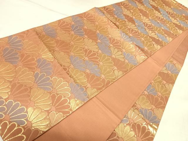 平和屋着物◎西陣古代錦　六通柄袋帯　菊青海波　金糸　正絹　逸品　AABL5738yx