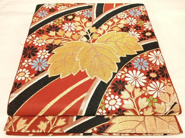 平和屋着物◎六通柄袋帯　唐織　錦華　金糸　正絹　逸品　AABL5739yx