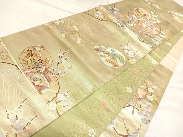 平和屋着物◎両面　六通柄袋帯　唐織　鳳凰花丸文　金糸　正絹　逸品　AABL5742yx