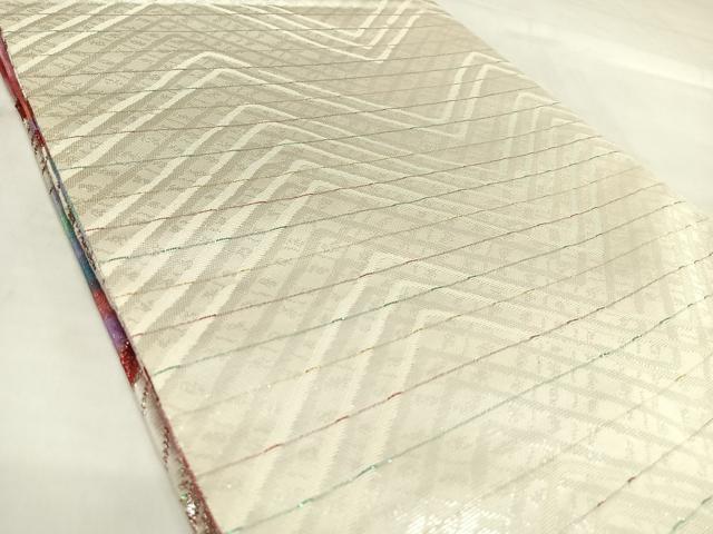 平和屋着物◎両面　全通柄袋帯　唐織　孔雀羽文　金銀糸　正絹　逸品　AABL5743yx