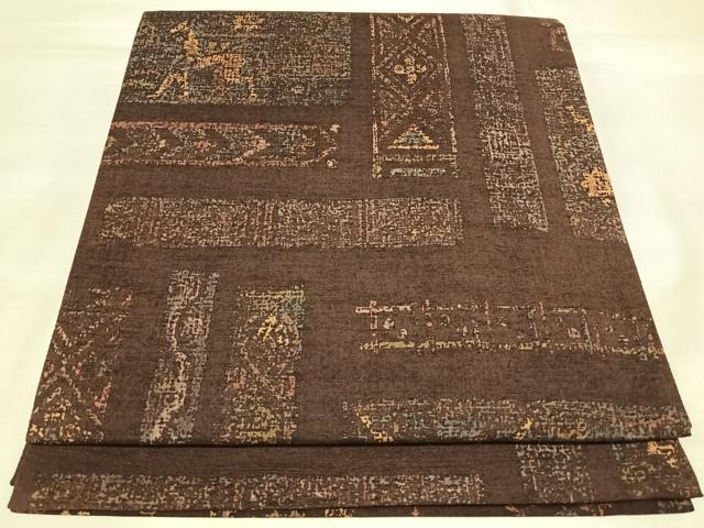平和屋着物◎全通柄袋帯　狩猟文　紬地　正絹　逸品　AABL5745yx