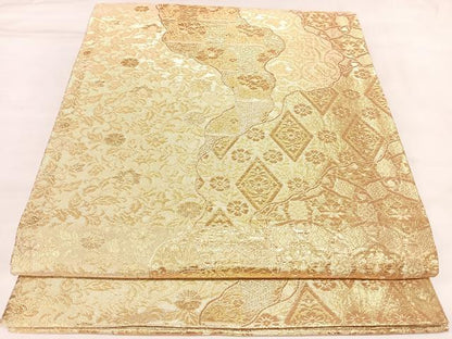 平和屋着物◎佐賀錦　六通柄袋帯　道長花文　金糸　正絹　逸品　AABL5746yx