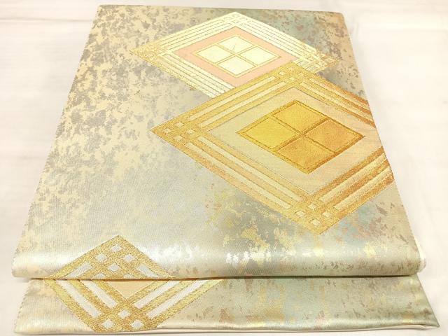 平和屋着物◎六通柄袋帯　有職武田菱文　金銀糸　引箔　正絹　逸品　AABL5749yx