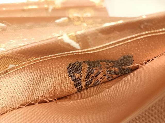 平和屋着物◎六通柄袋帯　唐織　道長鳳凰唐草文　金糸　正絹　逸品　AABL5756yx