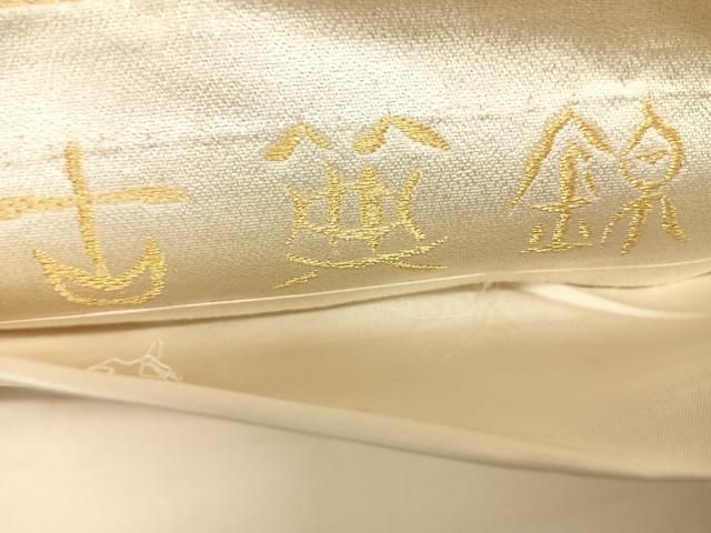 平和屋着物◎六通柄袋帯　唐織　古典錦　檜扇草花文　金銀糸　正絹　逸品　AABL5761yx