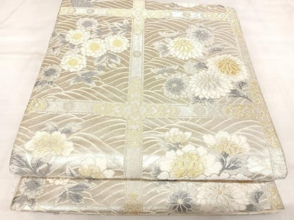 平和屋着物◎六通柄袋帯　唐織　草花文　金銀糸　正絹　逸品　AABL5772yx